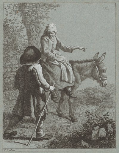 Gutt og jente med et esel av Francesco Londonio