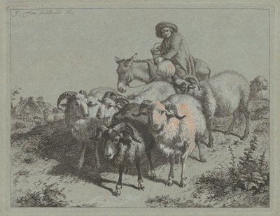 Gutt på et esel som driver en flokk, 1763. av Francesco Londonio