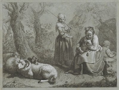 Tre gjeterinner med sauer Shepherd-scener (serietittel) av Francesco Londonio