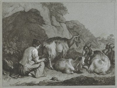 Gjeterinne med geiterflokk Shepherd-scener (serietittel) av Francesco Londonio