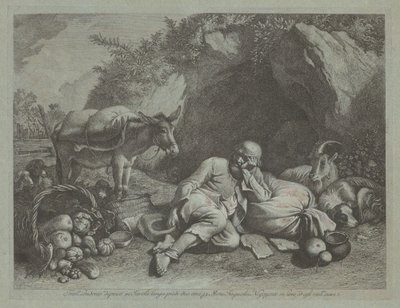Gammel mann lener seg mot en sekk, sannsynligvis etter 1767. av Francesco Londonio