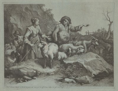 Bondemann med sekk og to gjeterinner, etter 1765. av Francesco Londonio