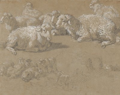 Liggende sauer i et landskap, 1759-82. av Francesco Londonio