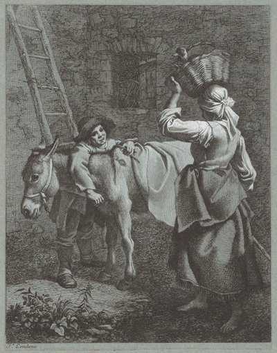 Hyrdegutt snakker med en gårdsjente, 1764. av Francesco Londonio