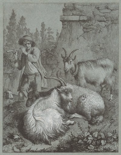 Hyrde som spiller på fløyte med geiter, 1764. av Francesco Londonio
