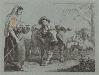 Shepherd peker ut retningen til en gjeterinne, 1762. av Francesco Londonio