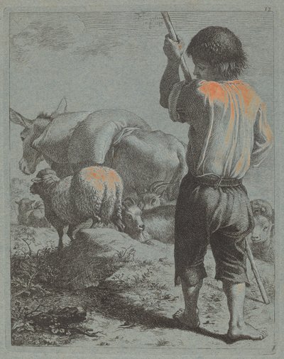 Hyrde med esel, sau og geit av Francesco Londonio