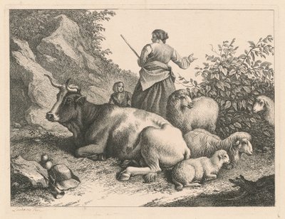 Stående gjeterinne med et barn, etter 1776. av Francesco Londonio