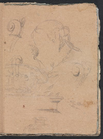 Verona Sketchbook: Arkitektoniske motiver med kvinnelig hode (side 45) av Francesco Lorenzi