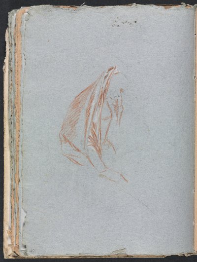 Verona Skissebok: Kvinnefigur med kappe side 40, 1760. av Francesco Lorenzi