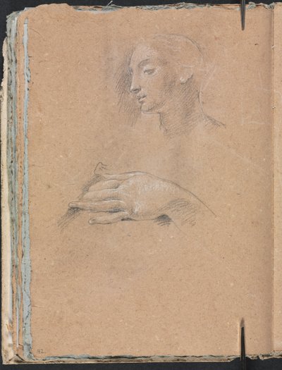 Verona Skissebok: Kvinnelig hode og venstre hånd side 42, 1760. av Francesco Lorenzi