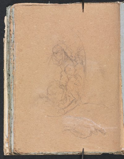 Verona Skissebok: Figurer i en rundell med studie av en hånd side 70, 1760. av Francesco Lorenzi