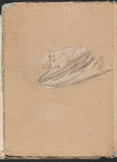 Verona Skissebok: Hode og skulder med draperi side 14, 1760. av Francesco Lorenzi