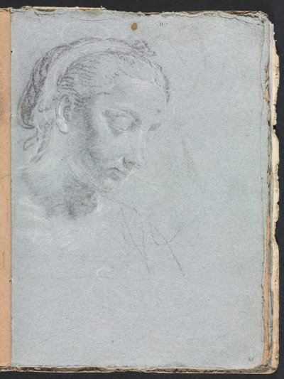 Verona Sketchbook: Hode og skuldre til en kvinne side 61, 1760. av Francesco Lorenzi
