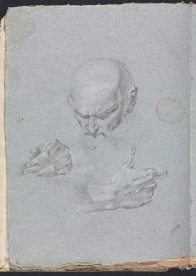 Verona Sketchbook: Hodet til en mann med hender (side 8) av Francesco Lorenzi