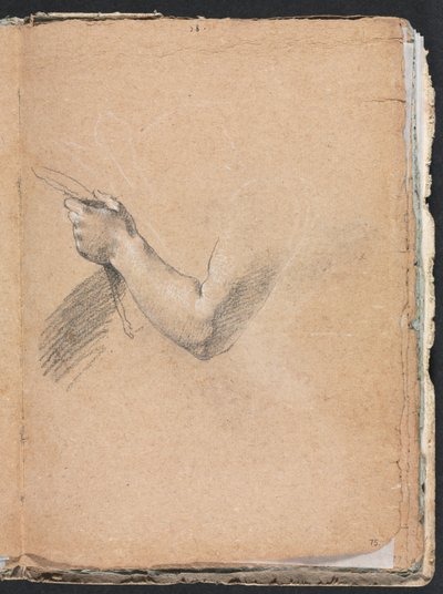 Verona Skissebok: Venstre arm og hånd side 75, 1760. av Francesco Lorenzi