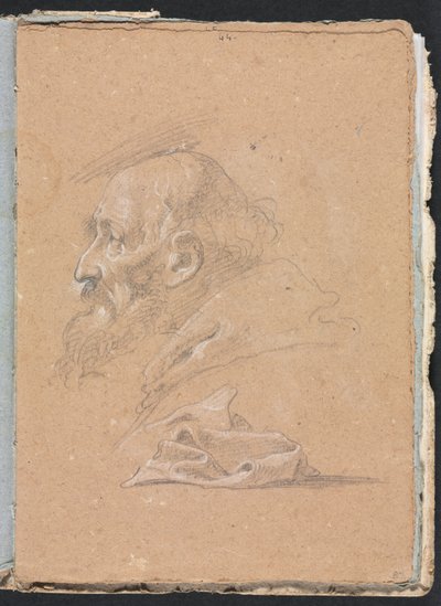 Verona Skissebok: Munk i profil med draperi side 87, 1760. av Francesco Lorenzi