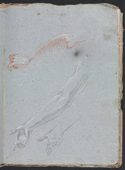 Verona Skissebok: Studie av hender og armer side 29, 1760. av Francesco Lorenzi