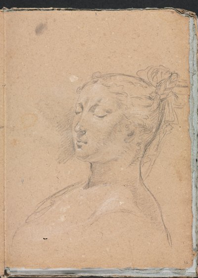 Verona Skissebok: Kvinne med lukkede øyne side 15, 1760. av Francesco Lorenzi