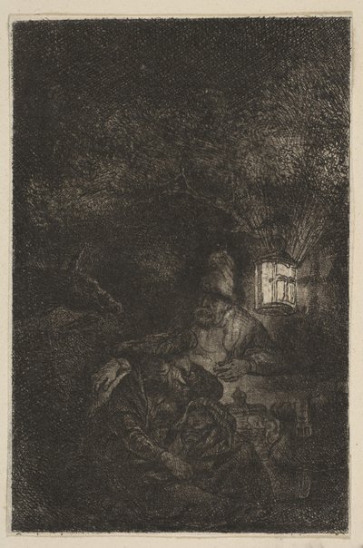 The Rest on the Flight into Egypt: A Night Piece omvendt kopi, sent på 1700- og midten av 1800-tallet. av Francesco Novelli