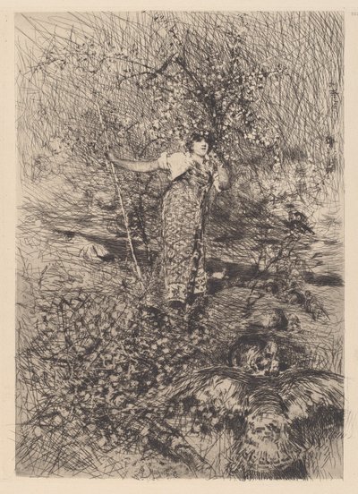 Keeper of the Turkeys [Gardeuse de dindons] av Francesco Paolo Michetti