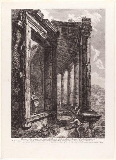 Utsikt over døren og peristylen til Vesta-tempelet av Francesco Piranesi