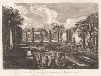 Utsikt over Peristylium fra Impressarios hus av Francesco Piranesi, after Giovanni Battista Piranesi
