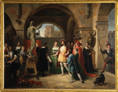 Francis I i studioet til Benvenuto Cellini av Francesco Podesti