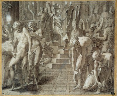 Persepolis-maskeraden. Tegning av Francesco Primaticcio kjent som The Primatice (1504-1570) av Francesco Primaticcio