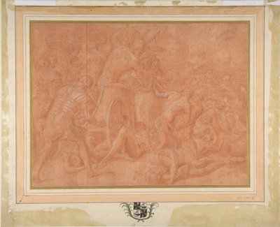 Ulysses og hans følgesvenner kjemper mot cikonene før byen Ismaros, Study..., 1555-60. av Francesco Primaticcio