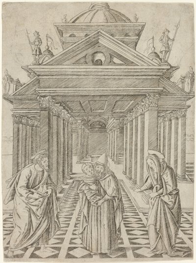 Presentasjonen i tempelet, plate fire fra Jomfruens liv og Kristus av Francesco Rosselli