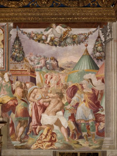 Camillo straffer den forræderske læreren fra Falerii av Francesco Salviati