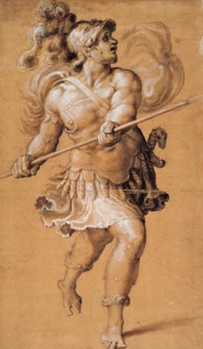 Løpende romersk soldat med lanse av Francesco Salviati