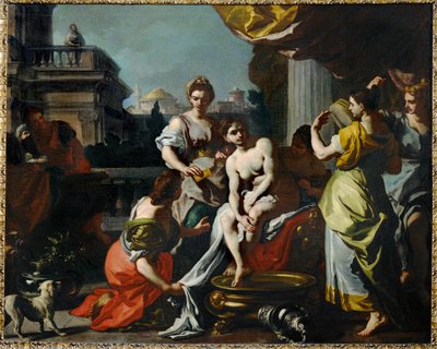 Batseba i badet sitt … (maleri på lerret) av Francesco Solimena