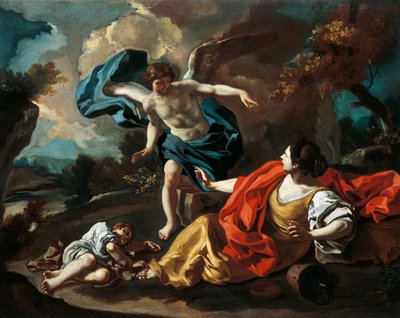 Hagar og Ismael, av Francesco de Mura (1696-1782), olje på lerret, 73x98 cm av Francesco Solimena