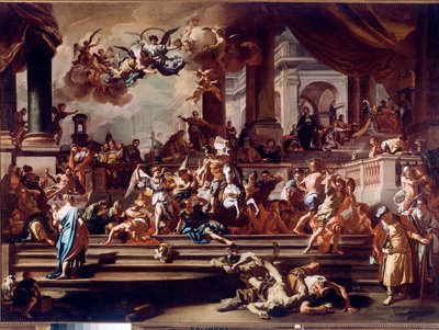 Heliodore (Heliodoros) Hunting of the Temple by the Angels Maleri av Francesco Solimena dit l