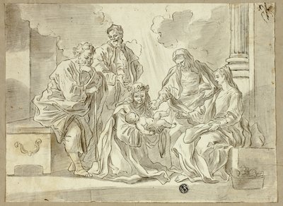 Den hellige familie med helgener av Francesco Solimena