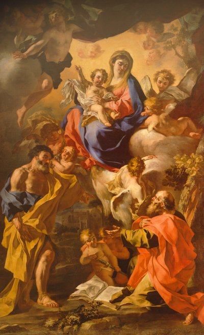 Madonna og barn mellom St Peter og St Paul av Francesco Solimena (1657-1747) av Francesco Solimena