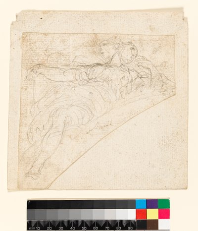 Recto: Studie for en kvinneskikkelse i en spandrel. Verso: Tegning på baksiden av papiret, før 1747 av Francesco Solimena