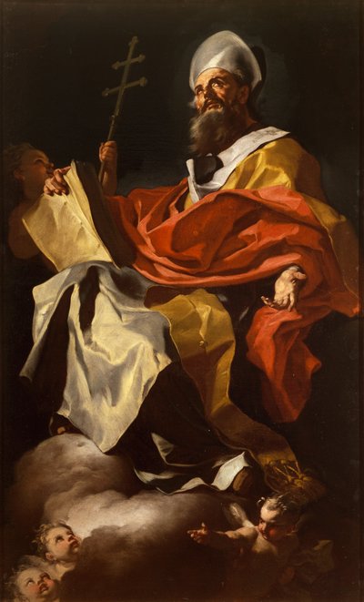 St Athanasius av, Francesco Solimena (1657-1747), fra Santa Maria Assunta-katedralen, Napoli av Francesco Solimena