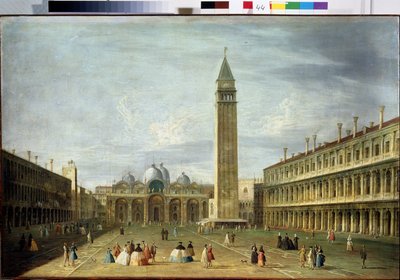 Markusplassen (San Marco) (eller Piazzetta) i Venezia med Markuskirken og Campanile. (Markusplassen i Venezia). Maleri av Francesco Tironi (1745-1797). Olje på lerret, 72 x 109 cm. Venetiansk kunst fra 1700-tallet. Statens Museum Ark av Francesco Tironi