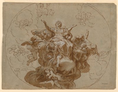 Design for et tak med Jomfruens himmelfart av Francesco Trevisani