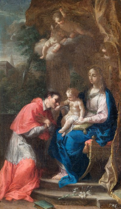 Jomfruen og barnet med den hellige Carlo Borromeo, slutten av 1600-tallet (olje på lerret) av Francesco Trevisani