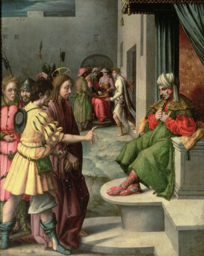 Kristus før Kaifas av Francesco Ubertini Bacchiacca
