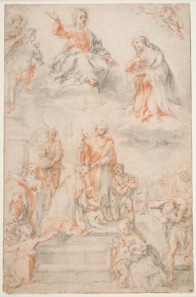 Den hellige Ansano døper Sieneserne, ca. 1593 (kritt på papir) av Francesco Vanni