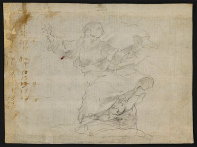 Studier for Kristus som gir et nytt hjerte til Saint Catherine av Siena (recto); Gud Faderen i luften med utstrakte armer (verso) av Francesco Vanni