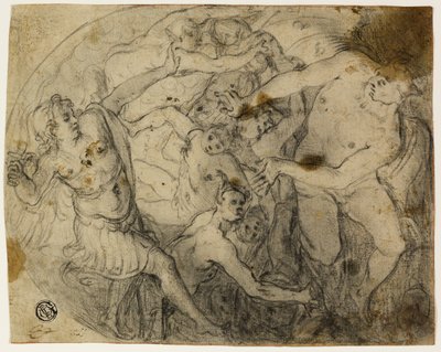Studie for Saint Michael Casting Out Lucifer av Francesco Vanni