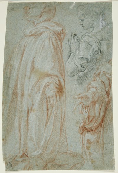 Tre studier for den oppstandne Kristus tilbedt av en kvinnelig hellig og San Silvestro Gozzalini, 1607 av Francesco Vanni