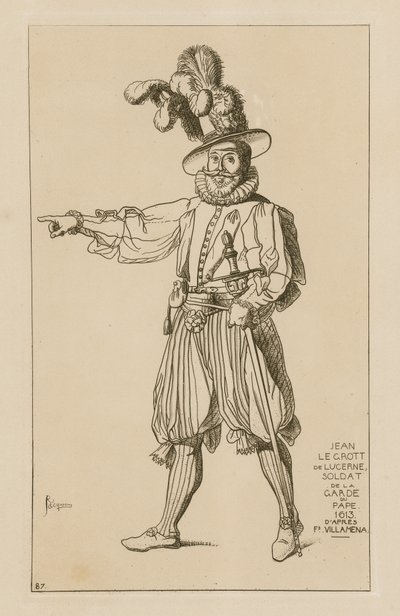 Jean le Grott av Luzern, pavens vaktmann, 1613 av Francesco Villamena