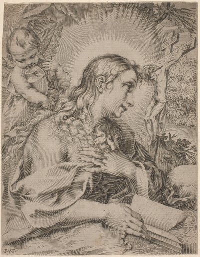 Den angrende Magdalena av Francesco Villamena after Francesco Vanni